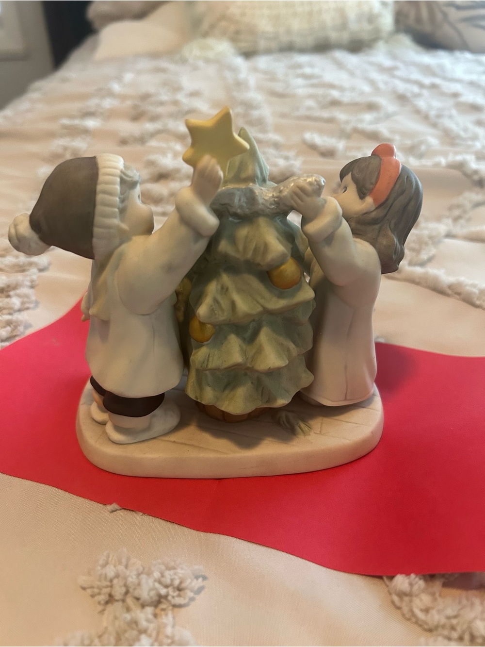 Holiday Children Decorating Christmas Tree Figurine - pretty as a Picture - Gree